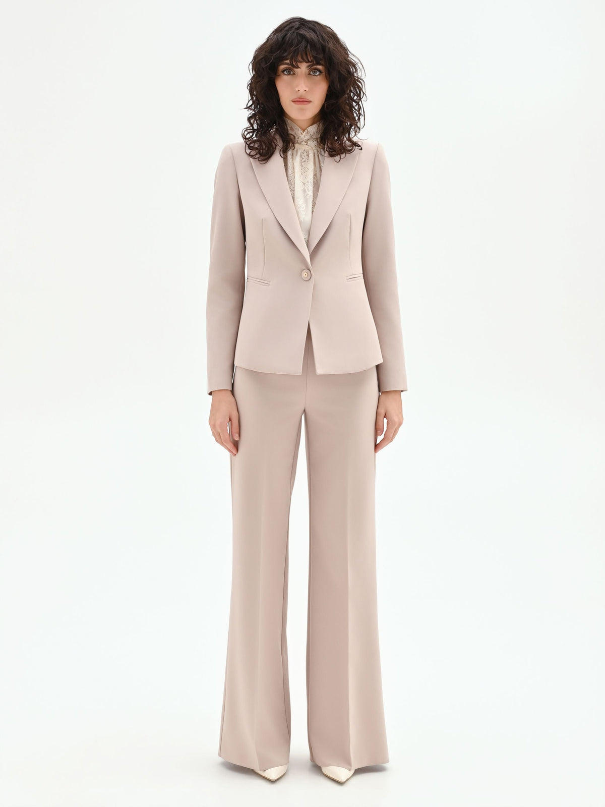 Giacca monopetto tortora beige