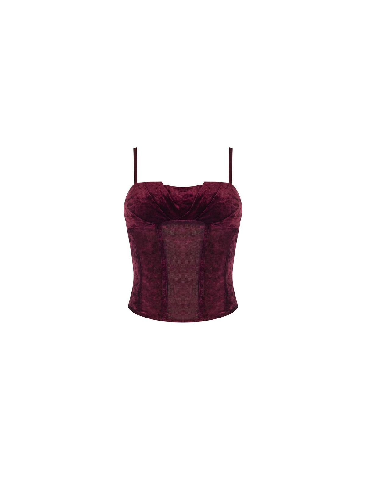 Top corsetto bordeaux in velluto