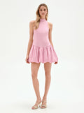 Abito rosa con gonna a palloncino