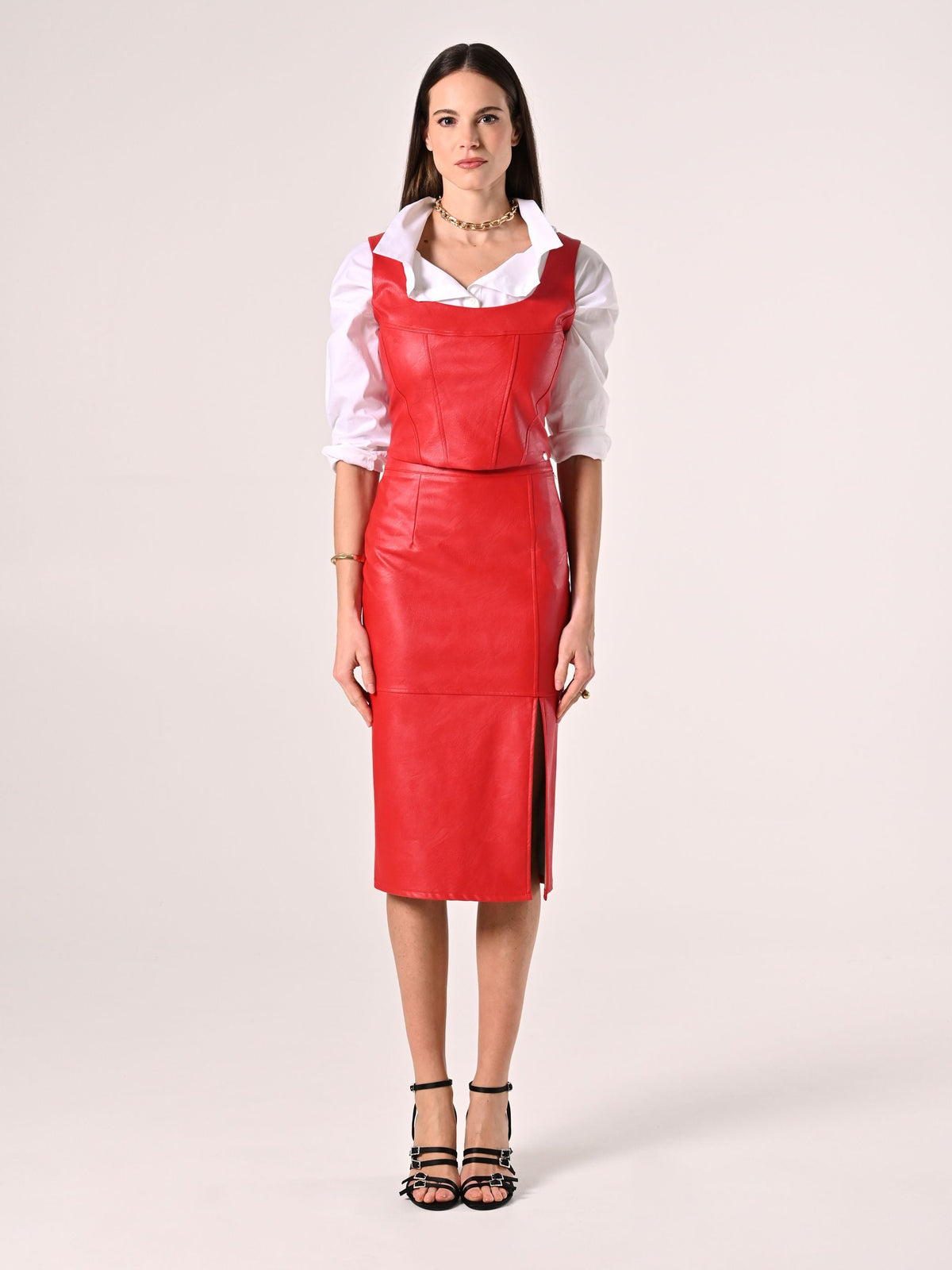 Top Simil Pelle Rosso