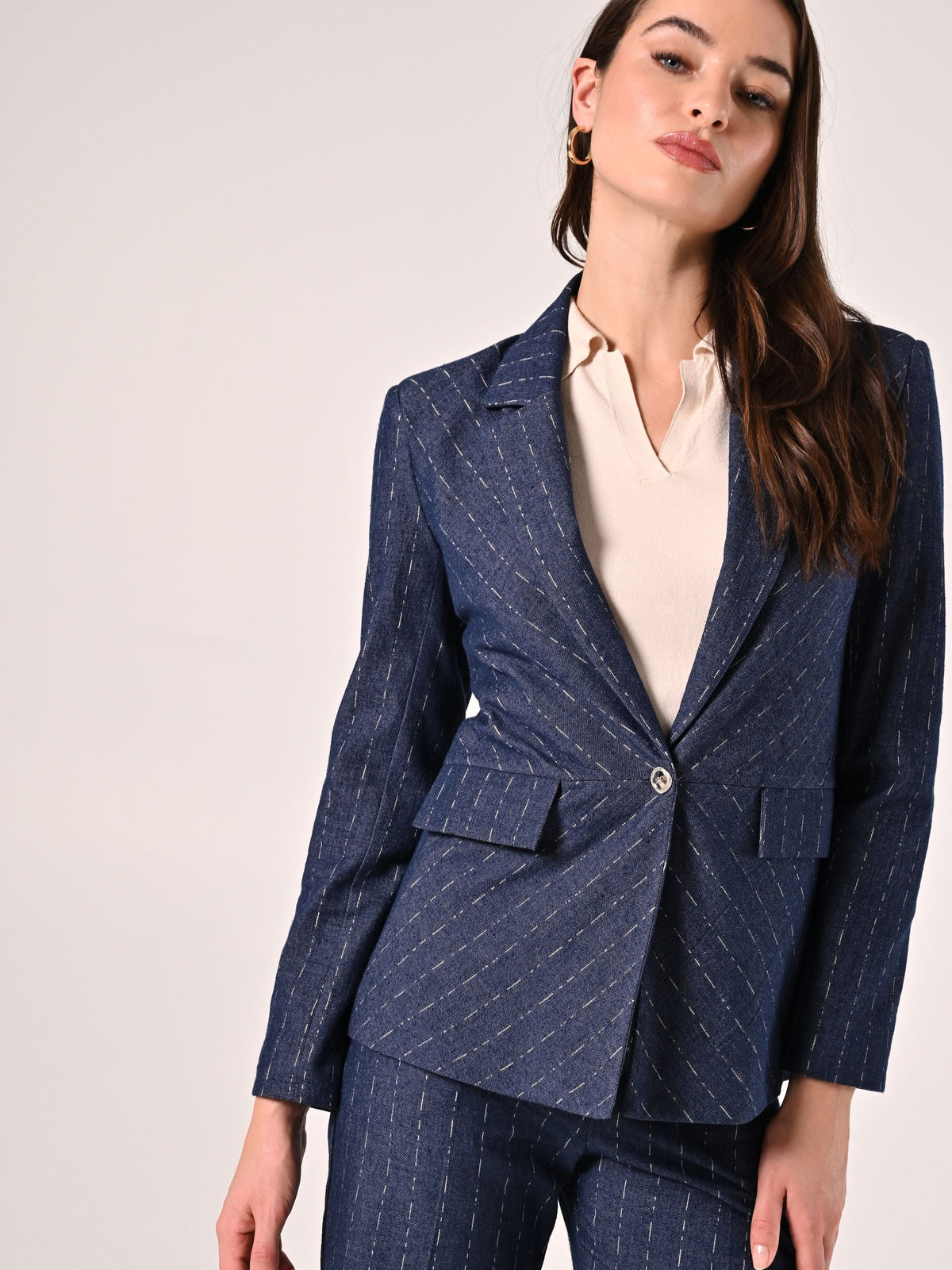 Giacca in Denim effetto Gessato