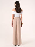 Pantaloni Ampi in Misto Moda Beige Scuro