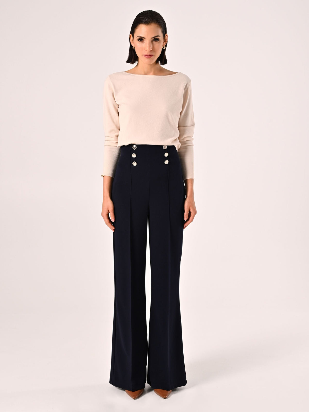 Pantaloni Blu con Bottoni Mariniére