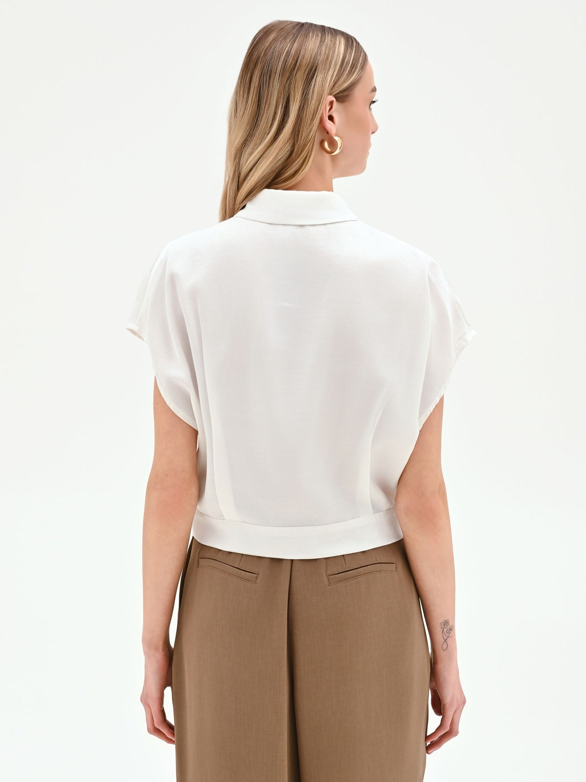 Camicia boxy panna in raso