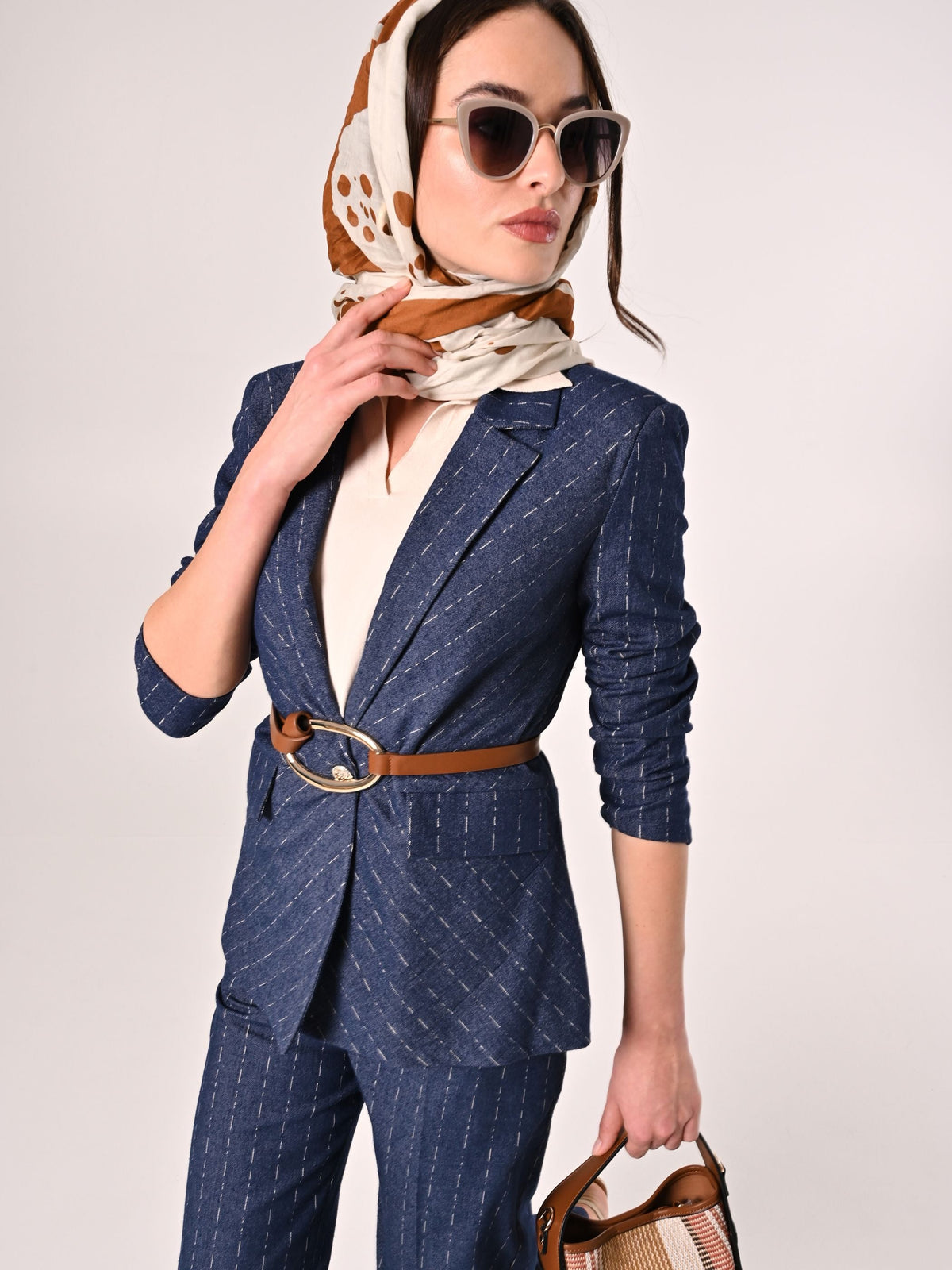 Giacca in Denim effetto Gessato