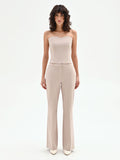 Pantalone studio tortora beige mid flared