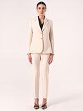 Giacca a Due Bottoni in Tessuto Tecnico Beige Chiaro