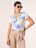 Blusa Curvy in Raso Fantasia Floreale
