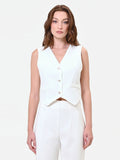 Gilet monopetto bianco in tessuto tecnico