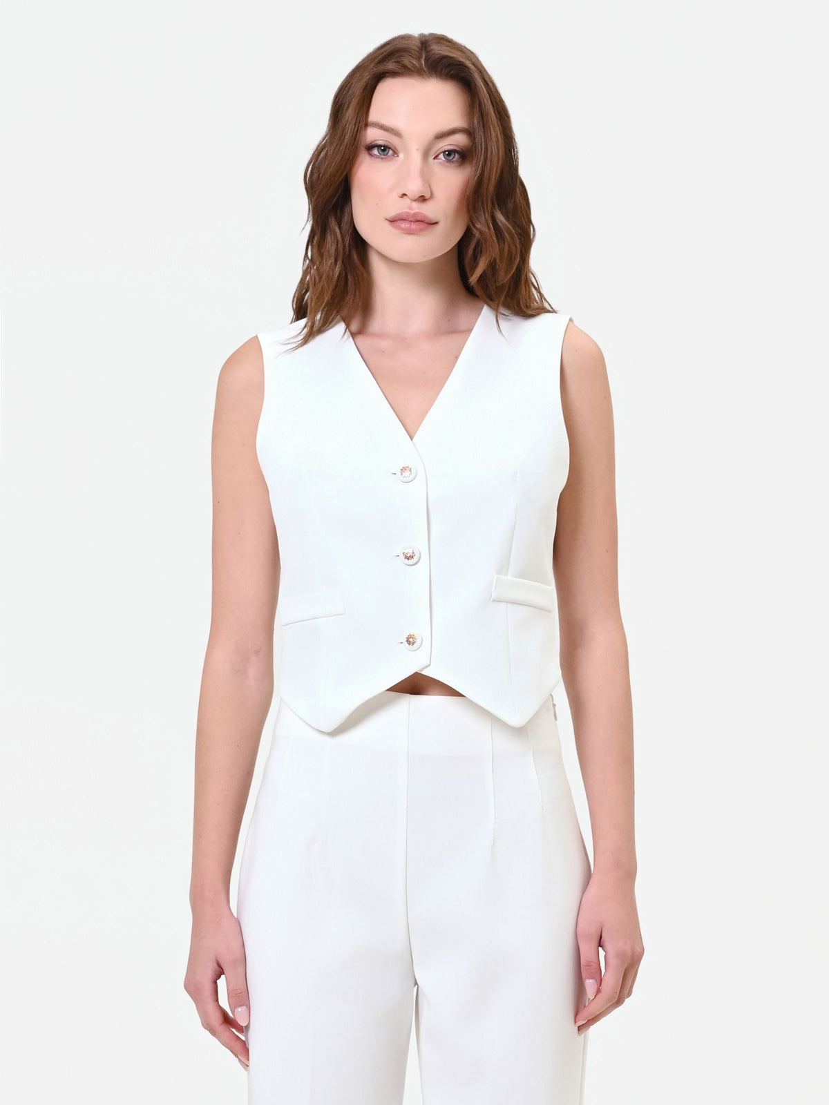 Gilet monopetto bianco in tessuto tecnico