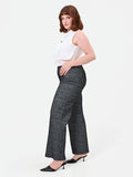 Pantalone Curvy nero a gamba dritta in tessuto boucle