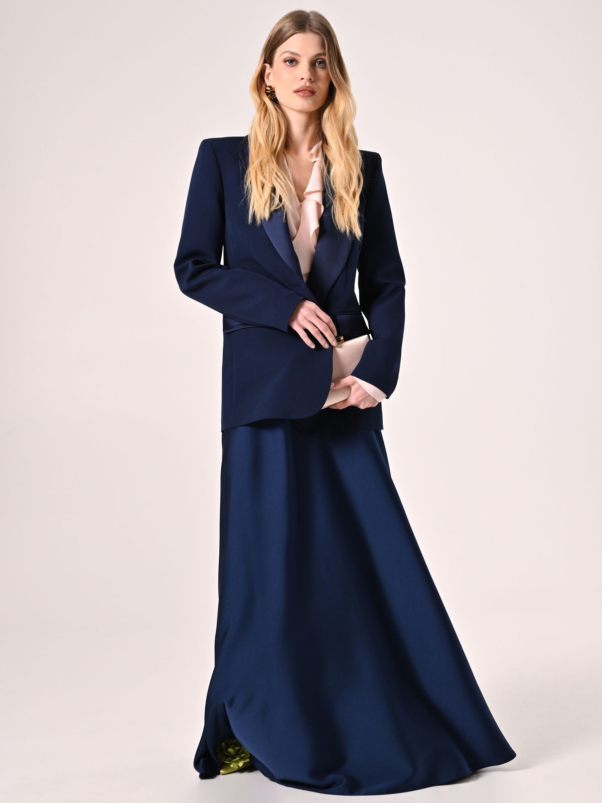 Gonna in Raso Blu Navy