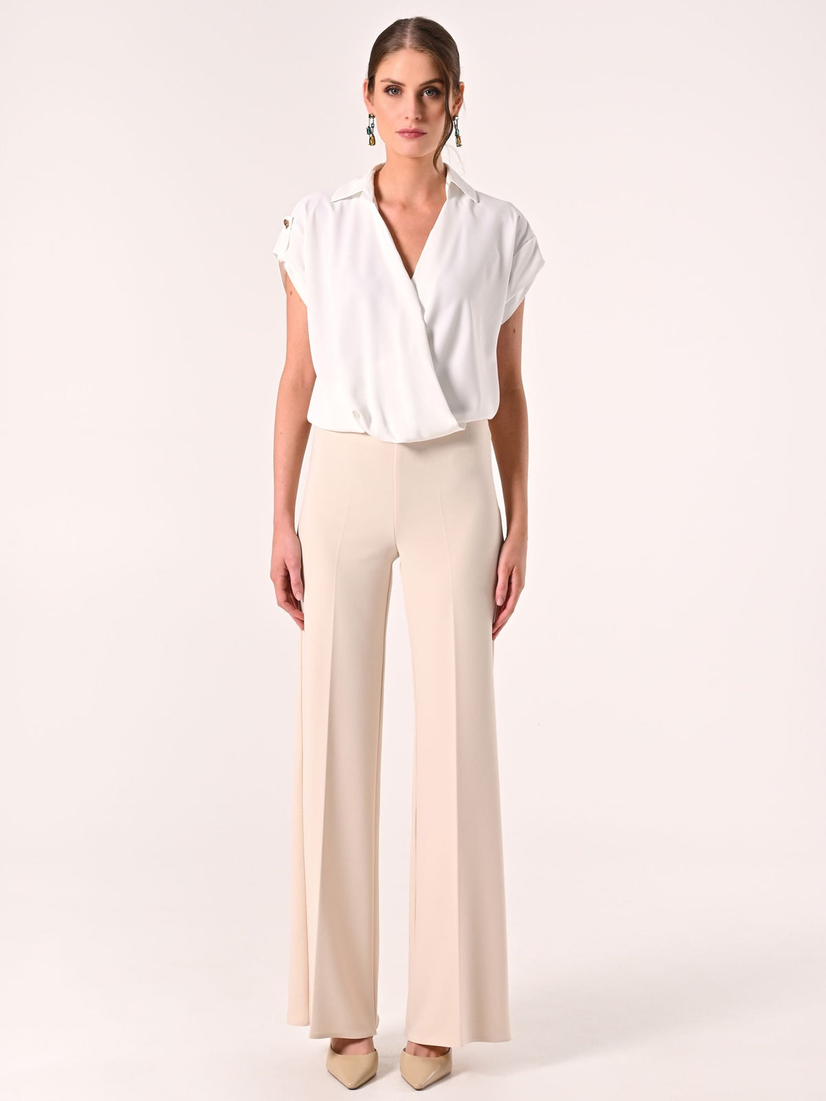 Pantaloni Beige Chiaro in Scuba mano Crepe