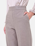 Pantalone a vita alta in misto viscosa tortora beige