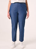 Pantaloni Curvy in Chambray con Strass