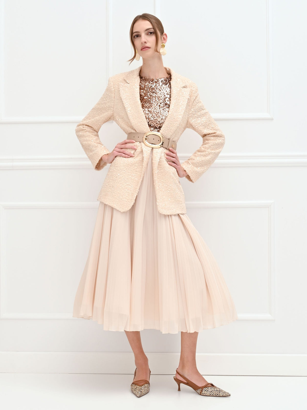 Giacca beige chiaro con paillettes