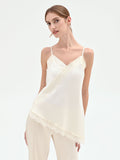 Top in raso panna con pizzo