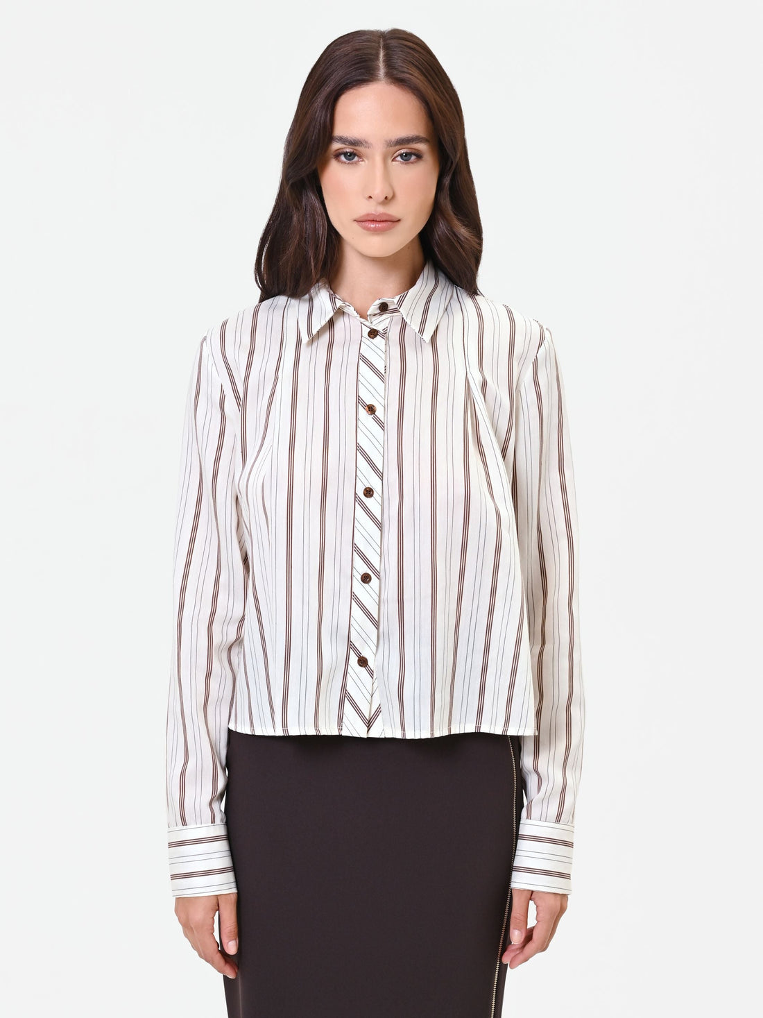 Camicia a righe bianco panna