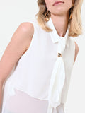 Camicia bianca smanicata in georgette