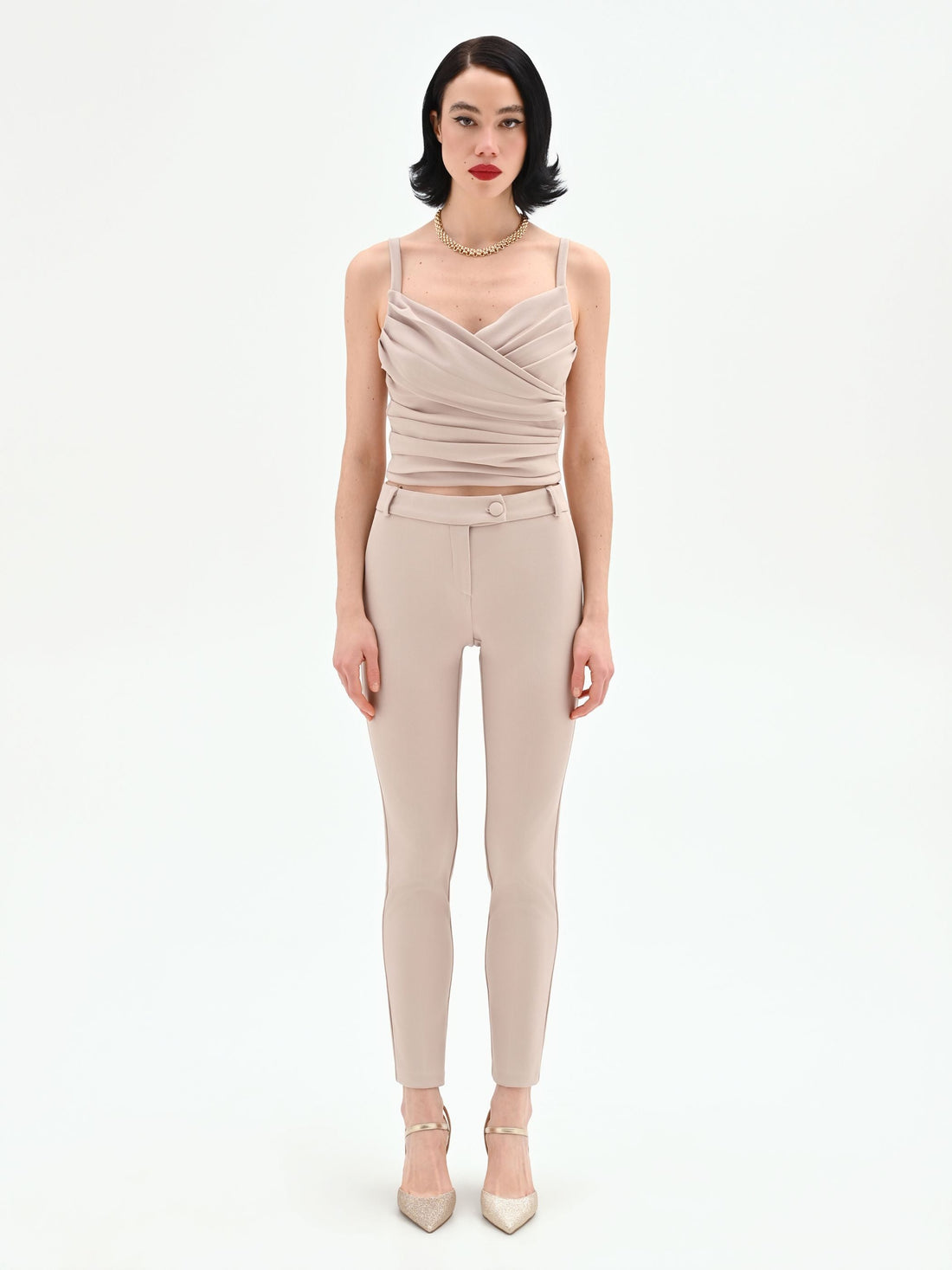 Pantalone tortora beige skinny