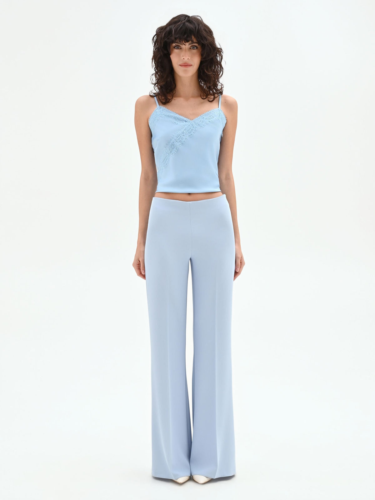 Pantalone palazzo cielo azzurro a vita alta