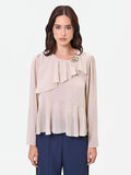 Blusa tortora beige con rouche asimmetrica