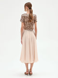 Gonna midi plissettata beige chiaro