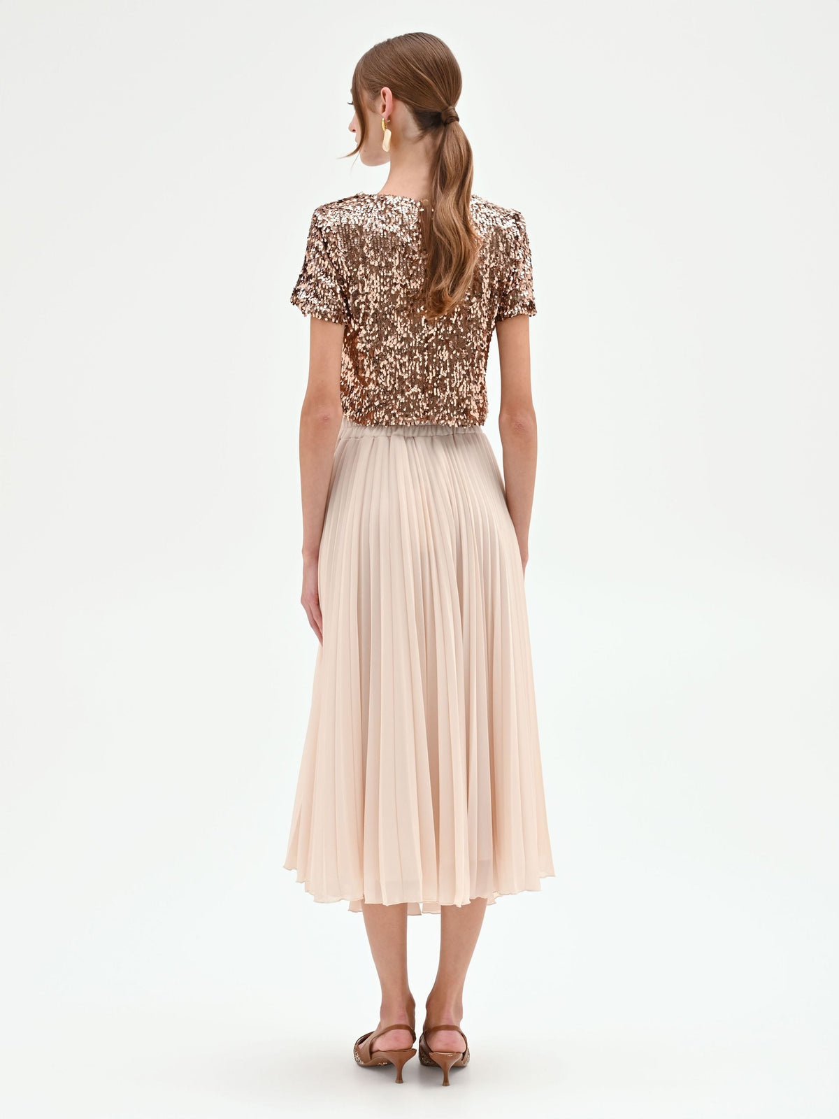 Gonna midi plissettata beige chiaro