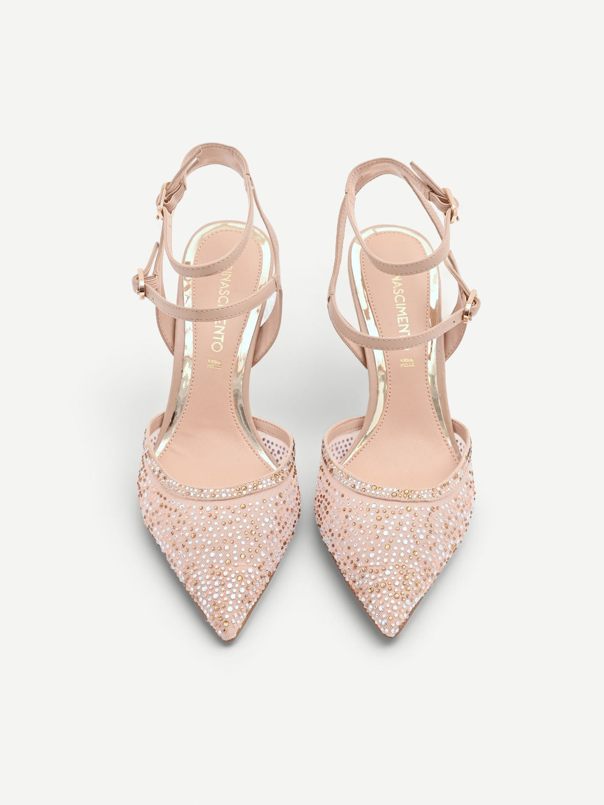 Décolleté rosa cipria con cristalli