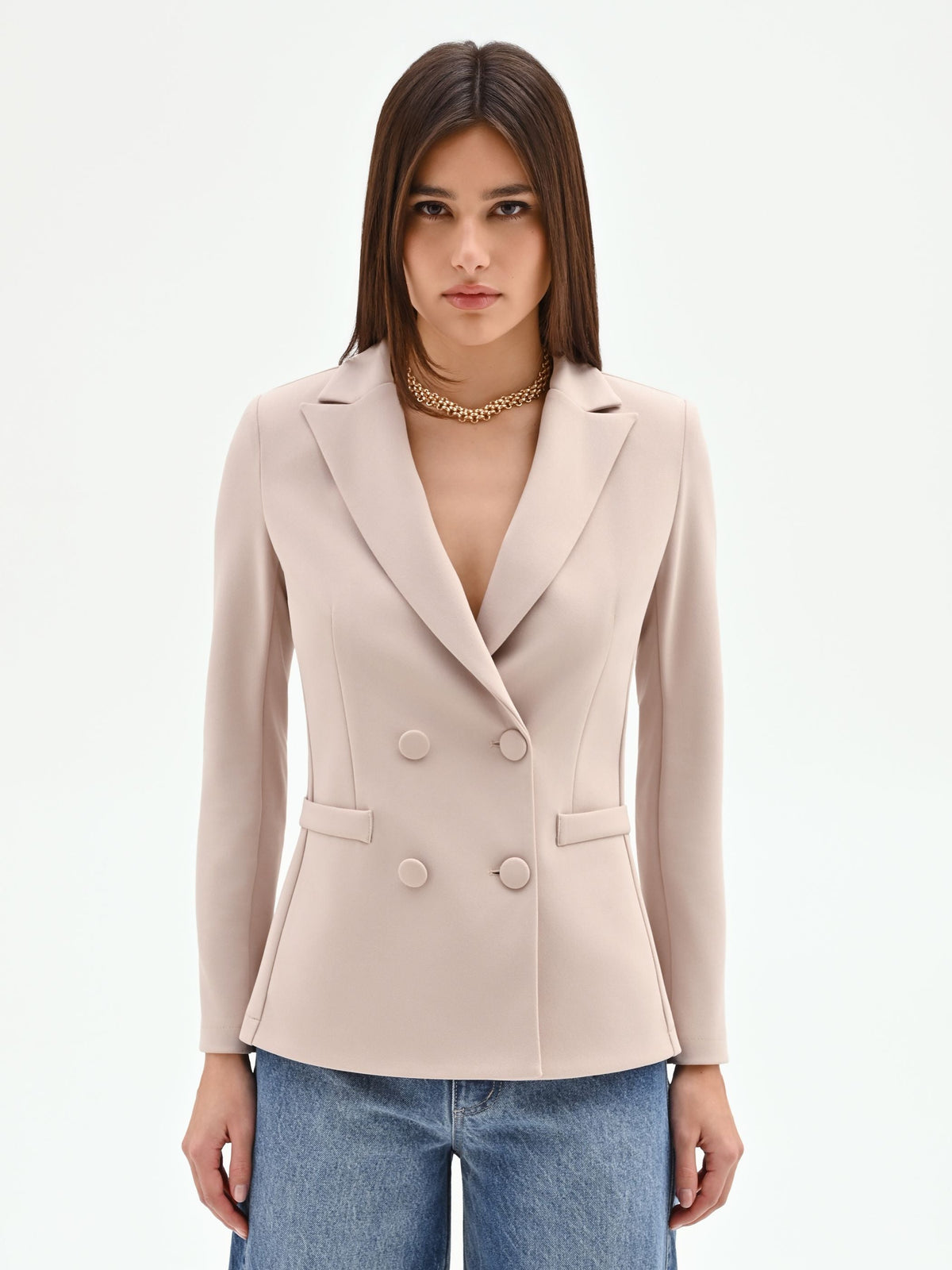 Giacca doppiopetto tortora beige