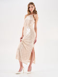 Abito paillettes con scollo all'americana