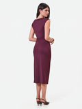 Abito midi drappeggiato bordeaux con fibbia