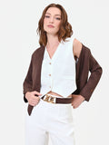 Gilet monopetto bianco in tessuto tecnico