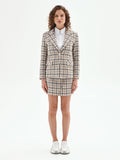 Blazer in tweed check color cioccolato
