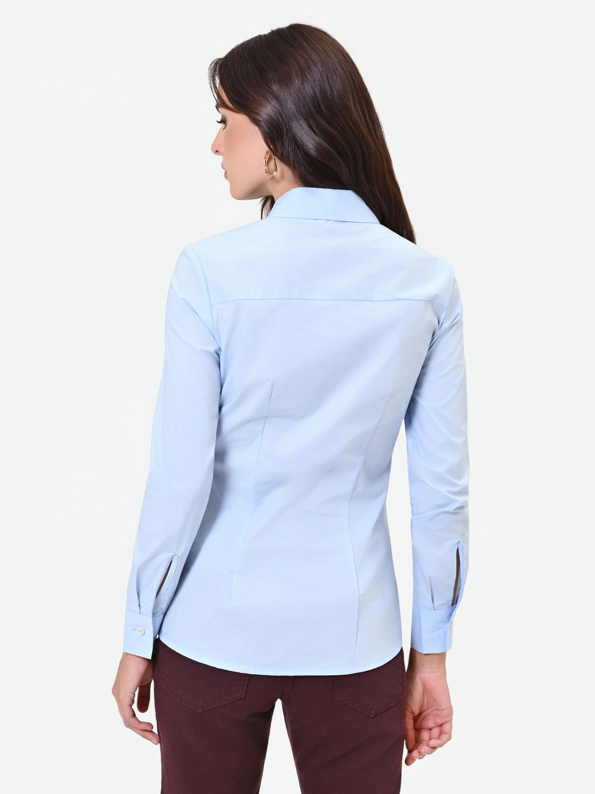 Camicia azzurra sciancrata in cotone