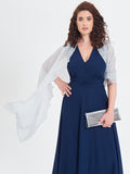 Stola Argento in Tessuto Jacquard con Filo Lurex
