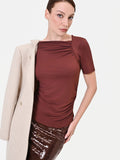 T-shirt asimmetrica moro con drappeggio