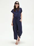 Pantalone blu navy fluido con coulisse