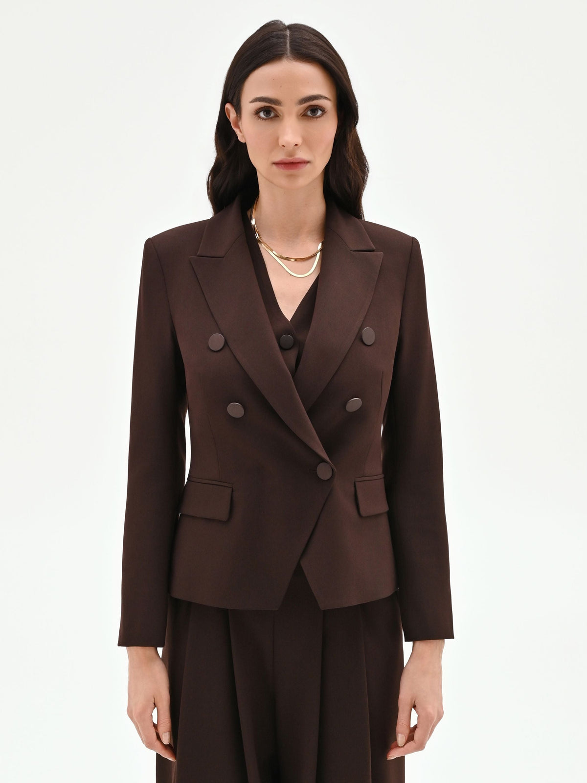 Blazer doppiopetto moro marrone con revers a lancia