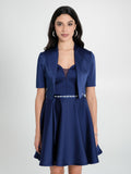 Coprispalle in Raso Strutturato Blu