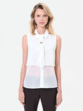 Camicia bianca smanicata in georgette