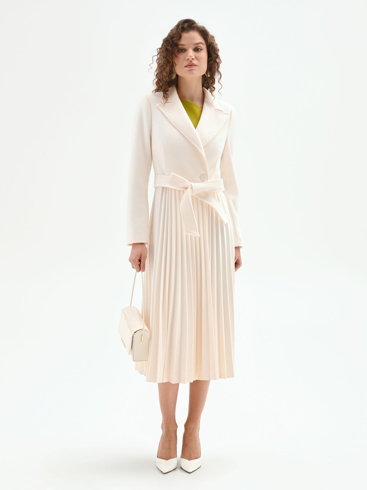Cappotto bianco plissé