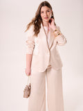 Giacca Curvy in Raso Strutturato Beige