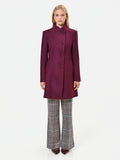 Cappotto bordeaux rosso con collo in piedi