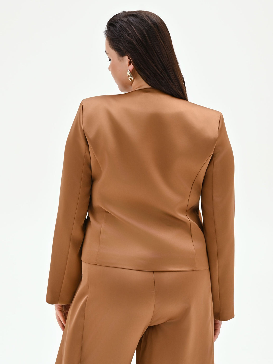 Giacca Curvy marrone bronzo in raso