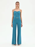Top bustier blu ottanio con scollo a cuore