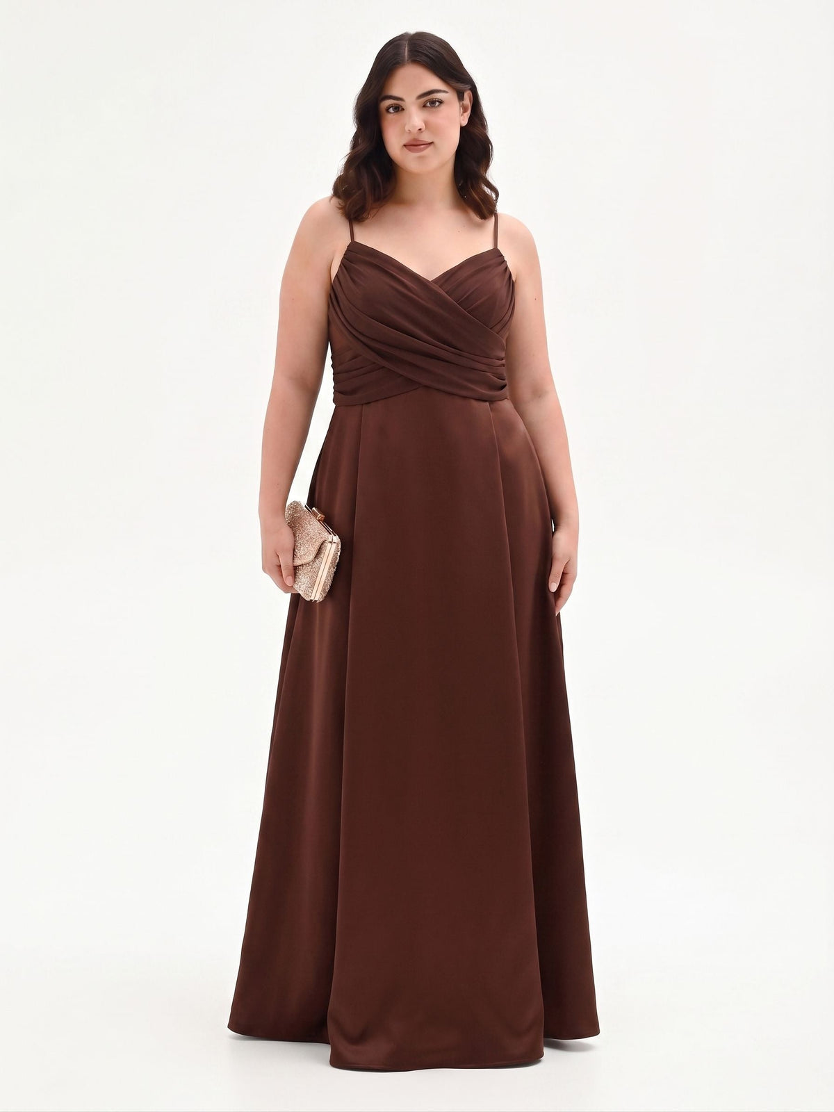Abito Lungo Curvy con Corpino Drappeggiato