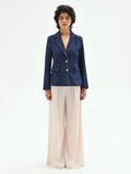 Giacca blazer blu in denim lurex