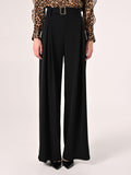 Pantaloni Neri con Cintura Fibbia Gold