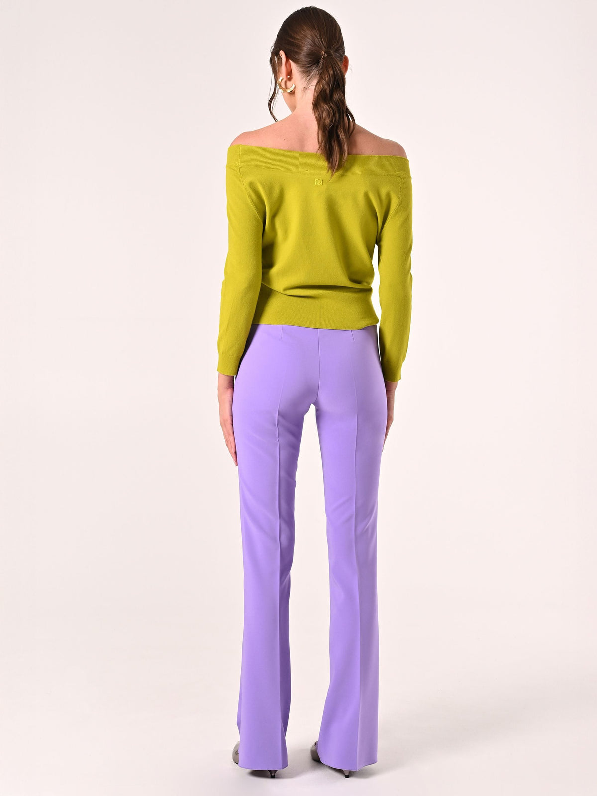 Pantaloni in Tessuto Tecnico Lilla con Fascione in Vita